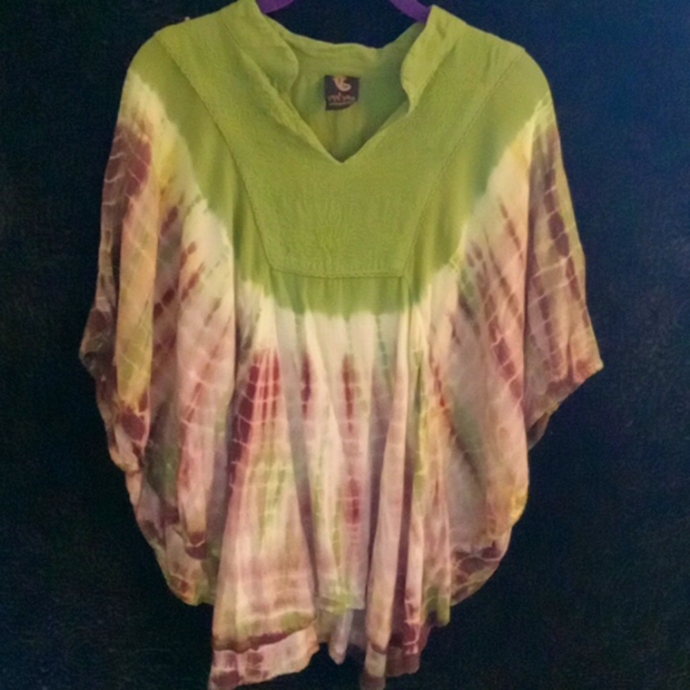 Rayon Pria brand tye dye brown green white top